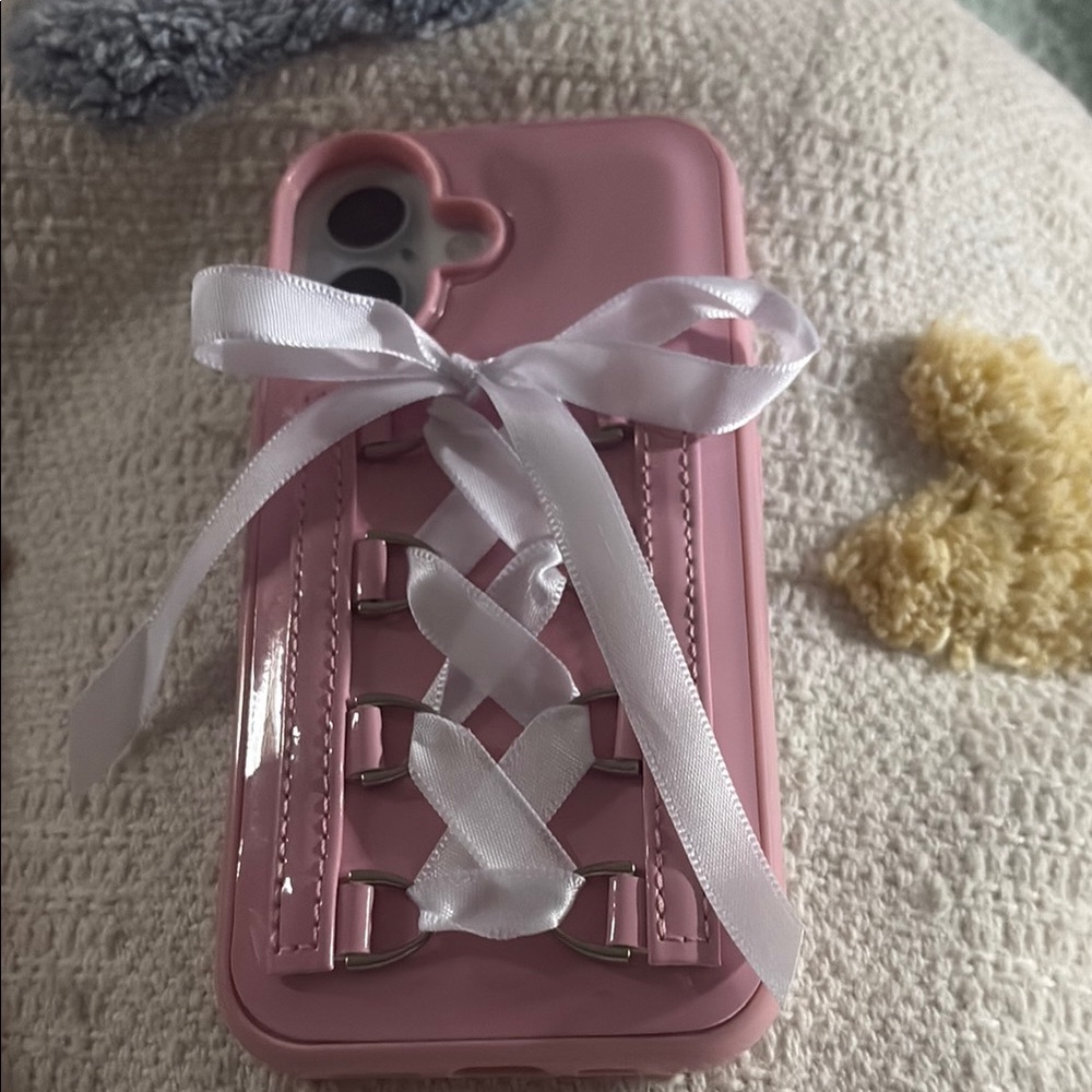 Pink Phone Case with Ribbon Design
